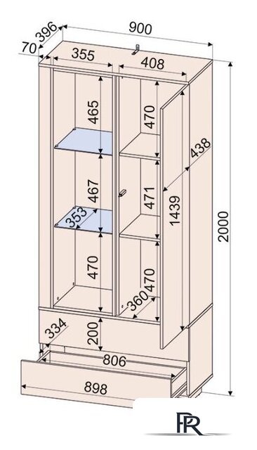 Шкаф-витрина Интерлиния Quartz QZ-ШК1 (белый платинум/бетон) - Изображение №2 — Интернет-магазин ПроЗаказ
