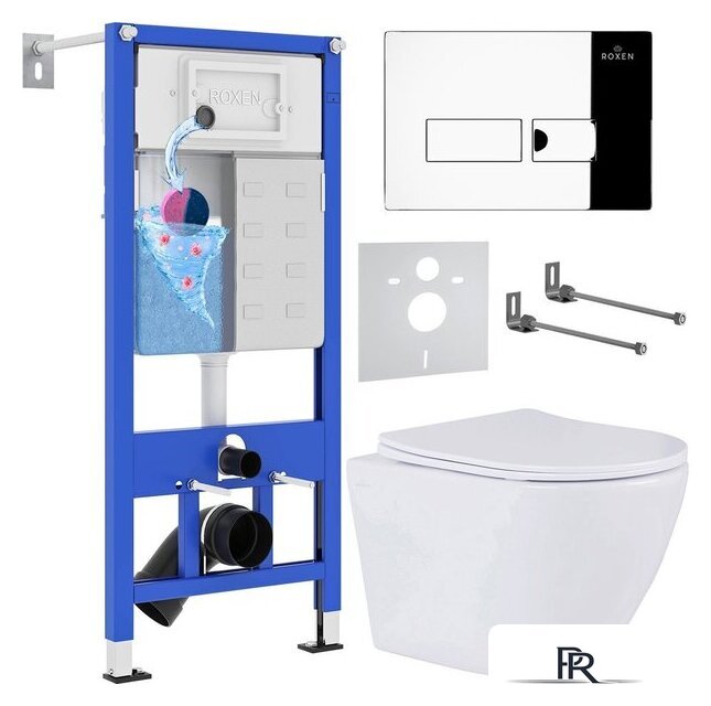 Унитаз подвесной Roxen Antares One Rimless 6 в 1 StounFix Dual Fresh 583589 (кнопка: хром) - Изображение №1 — Интернет-магазин ПроЗаказ