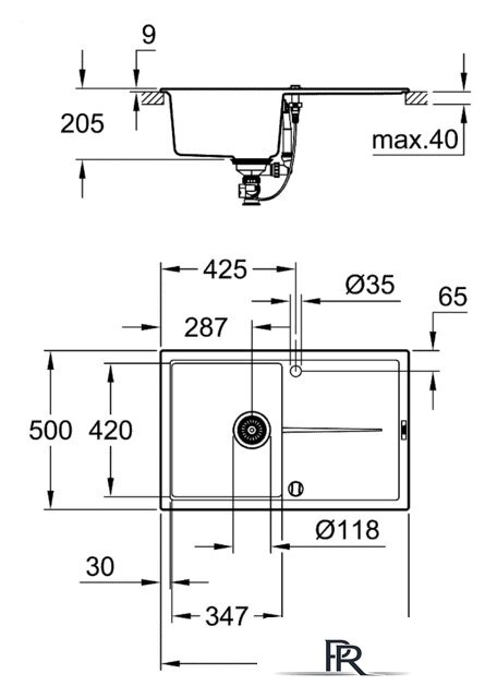 Кухонная мойка Grohe K400 50-C 78/50 1.0 31639AP0 (черный гранит) - Изображение №3 — Интернет-магазин ПроЗаказ