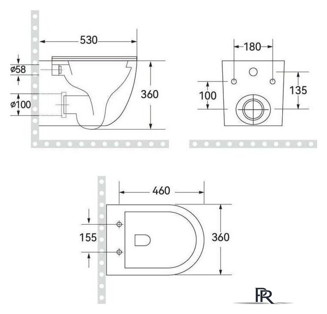 Унитаз подвесной Roxen Antares Tornado Long в комплекте с инсталляцией StounFix Dual Fresh 6 в 1 868459 (кнопка: сатин матовая) - Изображение №9 — Интернет-магазин ПроЗаказ