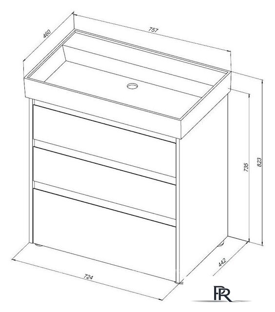  Aquanet Тумба под умывальник Nova Lite 75 302474 (дуб рустикальный) - Изображение №9 — Интернет-магазин ПроЗаказ
