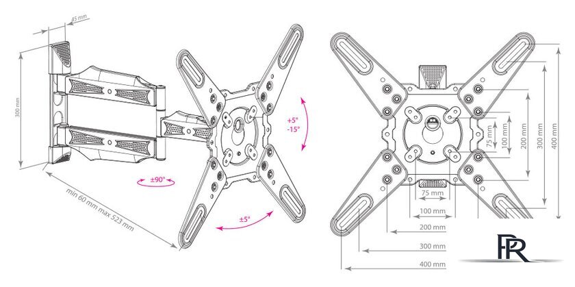 Кронштейн для телевизора Kromax ATLANTIS-40 (серый) - Изображение №2 — Интернет-магазин ПроЗаказ