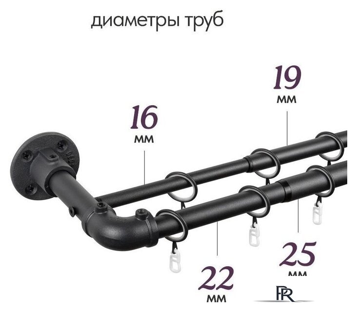 Карниз для штор UG Home Раздвижной 2-рядный 2КМ-367-Ч (черный, 1.5-3.67м) - Изображение №4 — Интернет-магазин ПроЗаказ