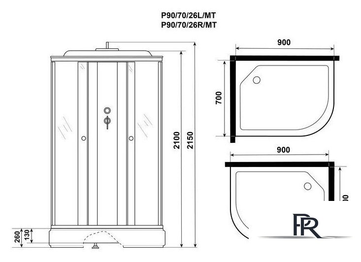 Душевая кабина Niagara Promo P90/70/26L/MT 90x70x215 - Изображение №5 — Интернет-магазин ПроЗаказ