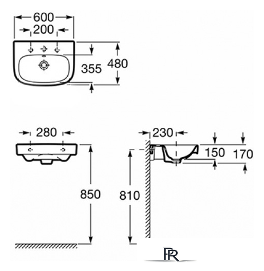 Умывальник Roca Debba 60 32799400Y - Изображение №8 — Интернет-магазин ПроЗаказ