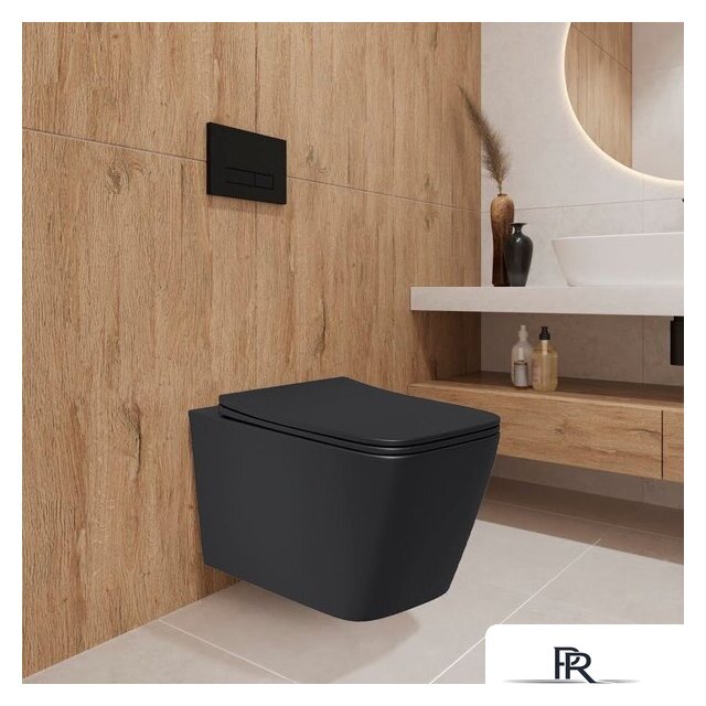 Унитаз подвесной Lauter Magdeburg с жестким сиденьем Soft Close 21103EC (черный матовый, скрытое крепление) - Изображение №5 — Интернет-магазин ПроЗаказ