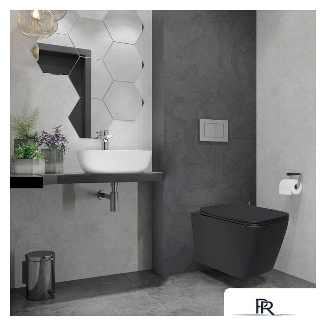 Унитаз подвесной Lauter Magdeburg с жестким сиденьем Soft Close 21103EC (черный матовый, скрытое крепление) - Изображение №7 — Интернет-магазин ПроЗаказ