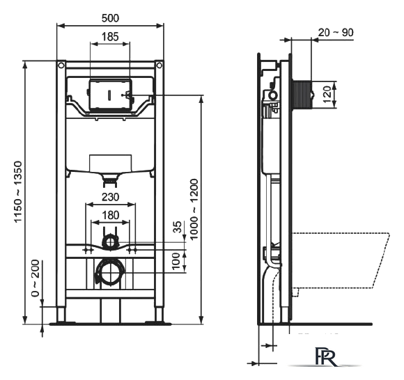 Инсталляция для унитаза Ideal Standard Prosys Frame 120 M R020467 - Изображение №2 — Интернет-магазин ПроЗаказ