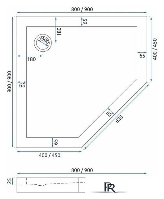 Душевой поддон Rea Diamond 80x80 (белый) - Изображение №5 — Интернет-магазин ПроЗаказ