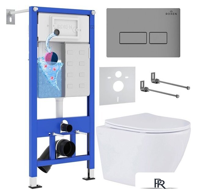 Унитаз подвесной Roxen Antares One Rimless 6 в 1 StounFix Dual Fresh 597373 (кнопка: матовая) - Изображение №1 — Интернет-магазин ПроЗаказ