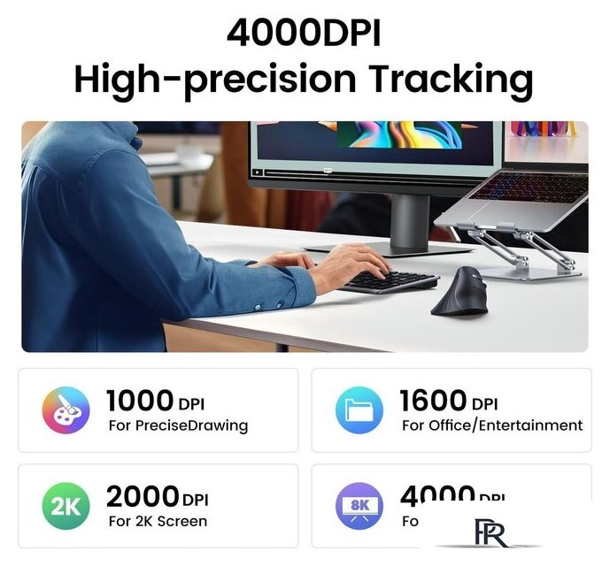 Вертикальная мышь Ugreen MU008 25444 (черный) - Изображение №3 — Интернет-магазин ПроЗаказ