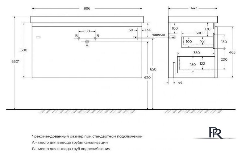  Cezares Тумба под умывальник GIUBILEO-N-100-1C-SO-BORO-P - Изображение №3 — Интернет-магазин ПроЗаказ