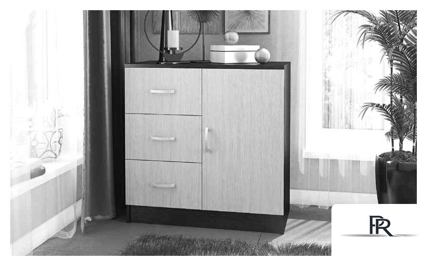 Комод Стендмебель Бася КМ-553-М 3 ящика 1 створка (ясень шимо светлый/темный) - Изображение №1 — Интернет-магазин ПроЗаказ