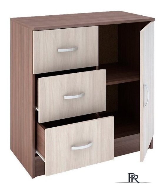 Комод Стендмебель Бася КМ-553-М 3 ящика 1 створка (ясень шимо светлый/темный) - Изображение №2 — Интернет-магазин ПроЗаказ