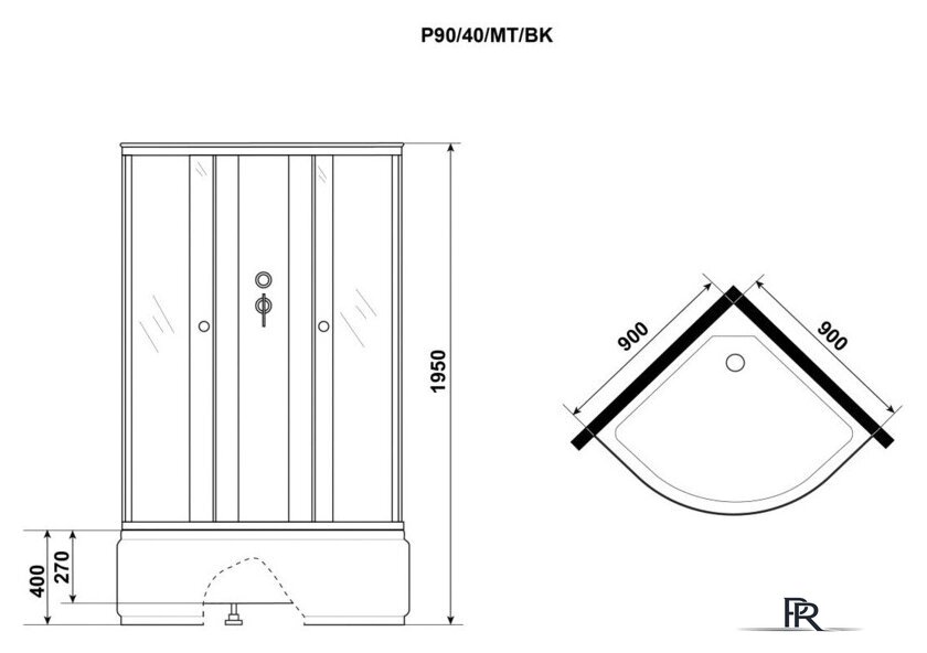 Душевая кабина Niagara Promo P90/40/MT/BK 90x90x195 - Изображение №6 — Интернет-магазин ПроЗаказ