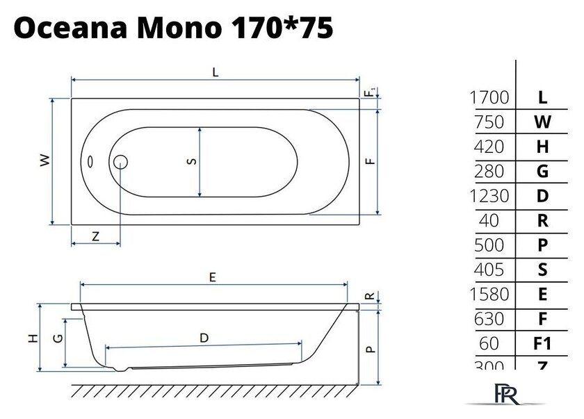 Ванна Excellent Oceana Mono 170x75 - Изображение №2 — Интернет-магазин ПроЗаказ