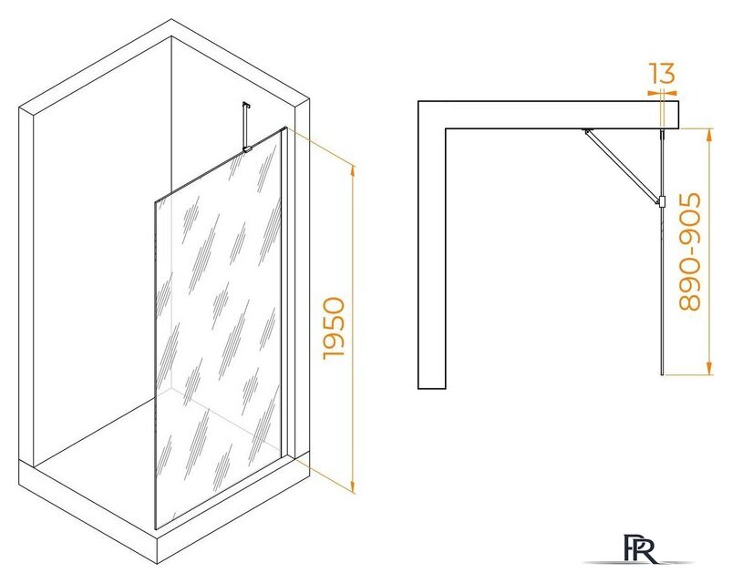 Душевая стенка RGW WA-110B 351011009-14 90 (черный/прозрачное стекло) - Изображение №2 — Интернет-магазин ПроЗаказ