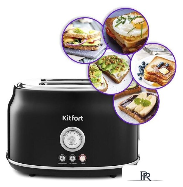 Тостер Kitfort KT-2038-1 (черный) - Изображение №2 — Интернет-магазин ПроЗаказ