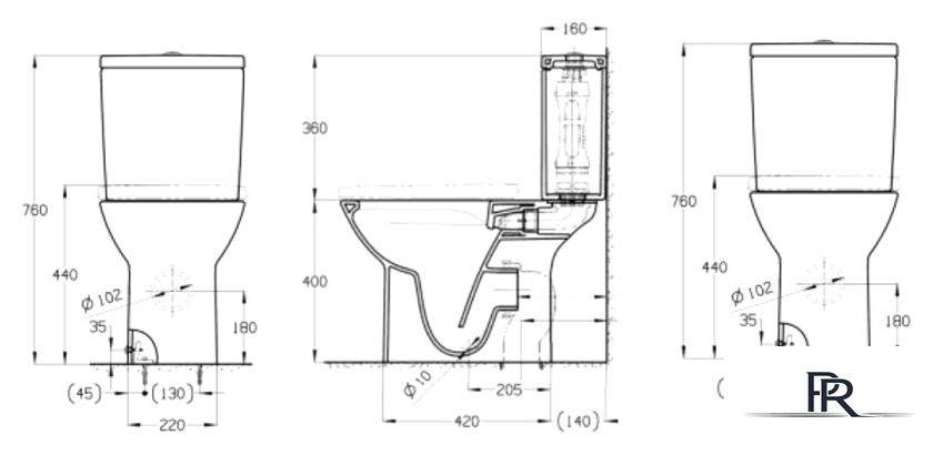 Унитаз напольный Roca Debba round 34299P00Y (без бачка, без сиденья) - Изображение №2 — Интернет-магазин ПроЗаказ