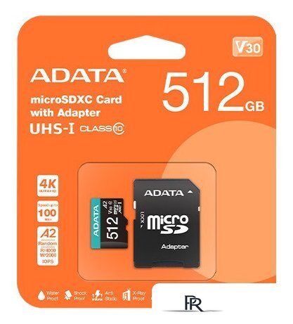 Карта памяти ADATA Premier AUSDX512GUICL10A1-RA1 microSDXC 512GB (с адаптером) - Изображение №1 — Интернет-магазин ПроЗаказ