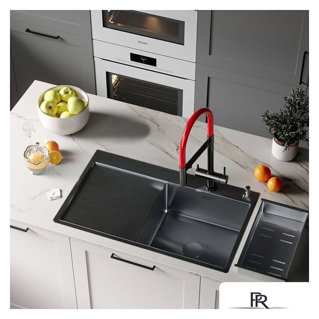 Кухонная мойка Roxen Vespa 560230-70RB PVD графит (с коландером и дозатором) - Изображение №2 — Интернет-магазин ПроЗаказ