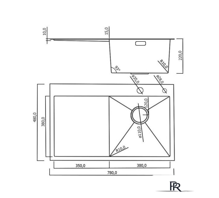Кухонная мойка Roxen Vespa 560230-70RB PVD графит (с коландером и дозатором) - Изображение №4 — Интернет-магазин ПроЗаказ
