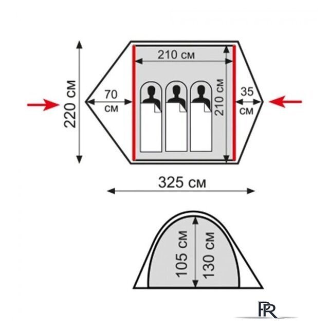 Треккинговая палатка TRAMP Quick 3 V2 (зеленый) - Изображение №2 — Интернет-магазин ПроЗаказ