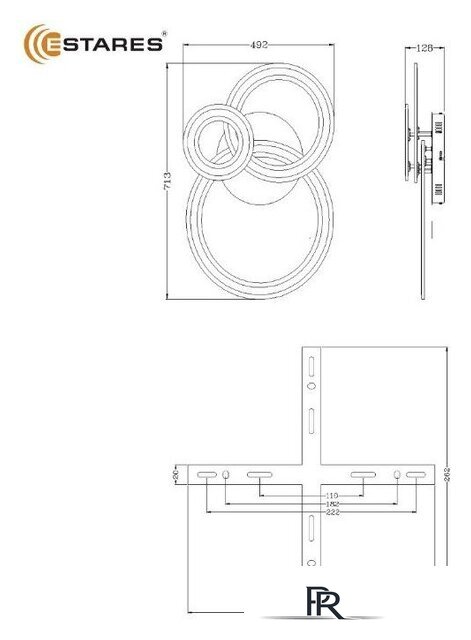Припотолочная люстра Estares Triplex Round 108W 3R-APP-713x492x128-BLACK/WHITE-220-IP20 - Изображение №10 — Интернет-магазин ПроЗаказ