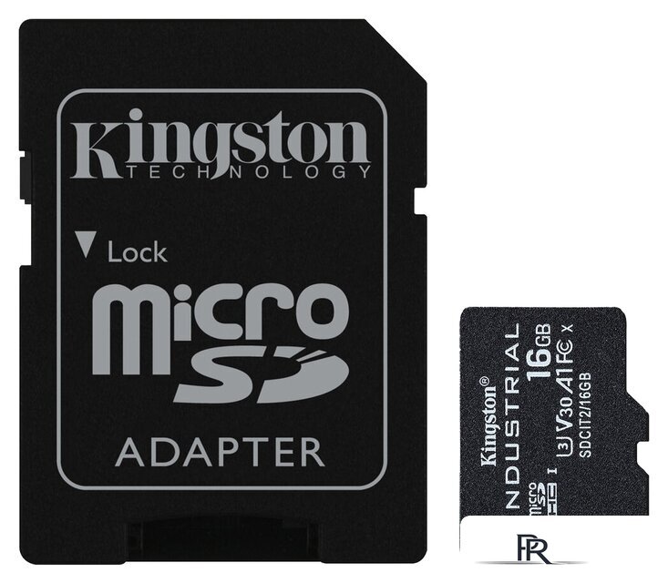 Карта памяти Kingston Industrial microSDHC 16GB SDCIT2/16GB (с адаптером) - Изображение №1 — Интернет-магазин ПроЗаказ