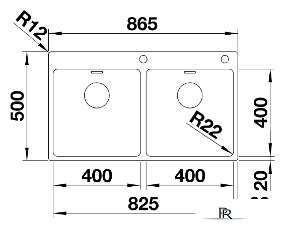 Кухонная мойка Blanco Andano 400/400-IF/A 525249 (с клапаном-автоматом, сатин) - Изображение №3 — Интернет-магазин ПроЗаказ
