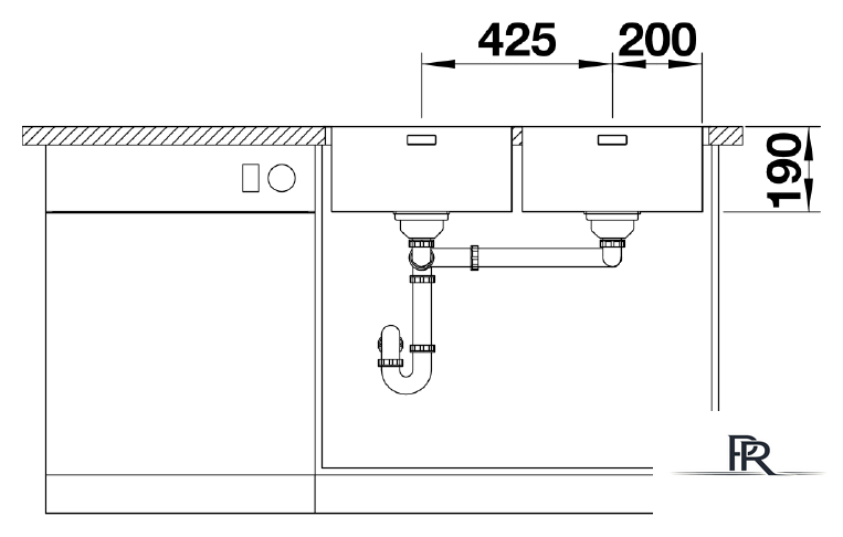 Кухонная мойка Blanco Andano 400/400-IF/A 525249 (с клапаном-автоматом, сатин) - Изображение №5 — Интернет-магазин ПроЗаказ