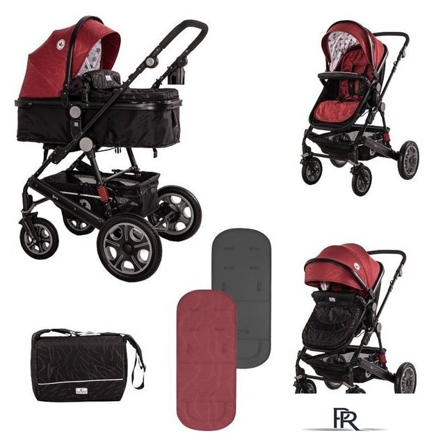 Универсальная коляска Lorelli Lora 2021 (2 в 1, luxe red elephants) - Изображение №1 — Интернет-магазин ПроЗаказ