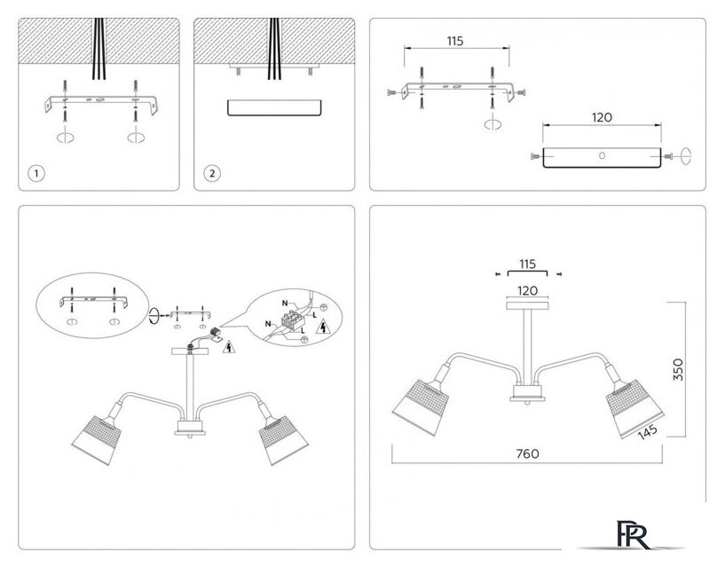 Люстра средней высоты Ambrella light TR4737/3 WH/LW - Изображение №8 — Интернет-магазин ПроЗаказ
