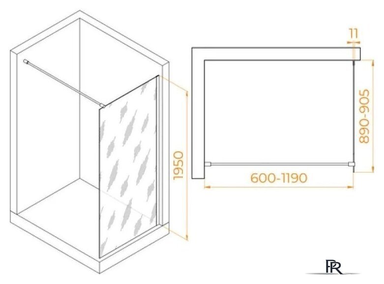Душевая стенка RGW WA-110B 351011009-34 (черный/тонированное стекло) - Изображение №2 — Интернет-магазин ПроЗаказ