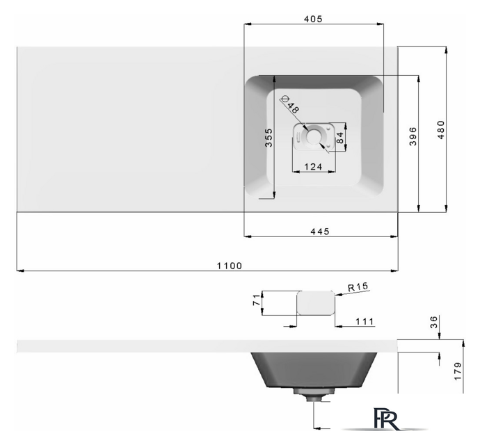 Умывальник Madera Kamilla 110х48 (правый) - Изображение №7 — Интернет-магазин ПроЗаказ