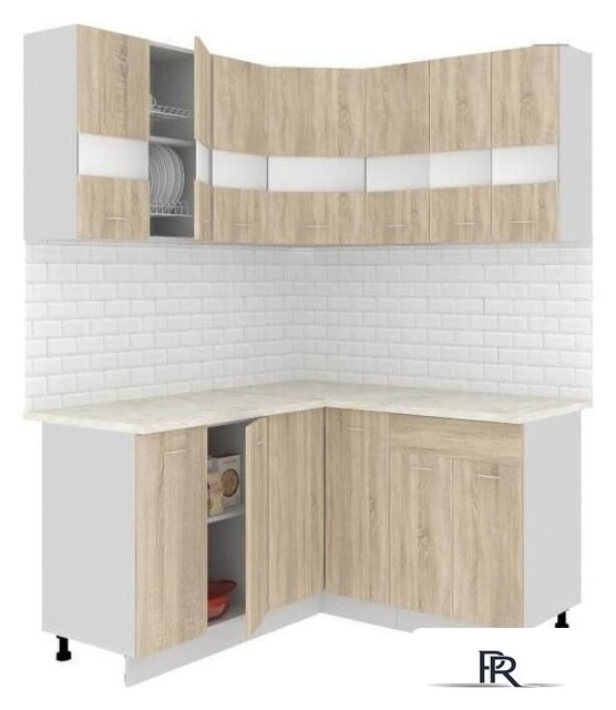 Готовая кухня Кортекс-мебель Корнелия Экстра 1.5x1.5м (дуб сонома/марсель) - Изображение №1 — Интернет-магазин ПроЗаказ