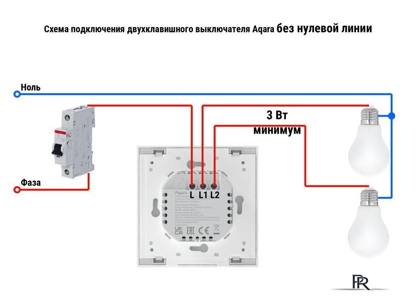 Выключатель Aqara Smart Wall Switch H1 двухклавишный без нейтрали (серый) - Изображение №2 — Интернет-магазин ПроЗаказ