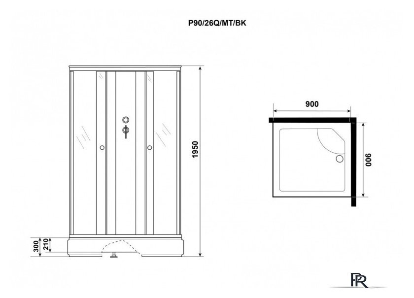 Душевая кабина Niagara Promo P90/26Q/MT/BK 90x90x195 - Изображение №4 — Интернет-магазин ПроЗаказ