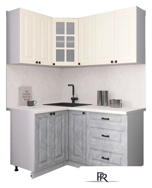 Готовая кухня Интерлиния Мила Деко 1.2x1.5 (керамика/белый/опал светлый) - Изображение №1 — Интернет-магазин ПроЗаказ