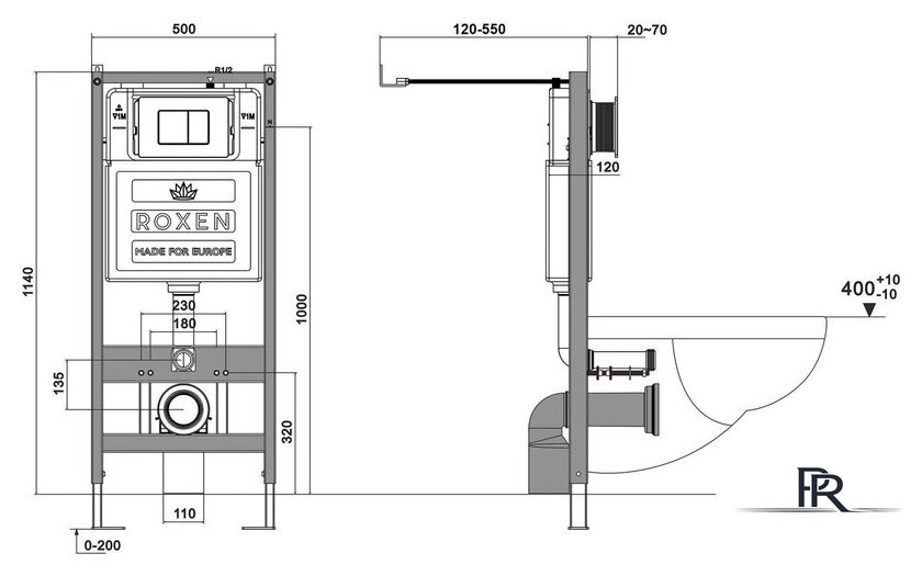 Унитаз подвесной Roxen Boro One Rimless 6 в 1 StounFix Dual Fresh 507542 (кнопка: черный матовый) - Изображение №21 — Интернет-магазин ПроЗаказ
