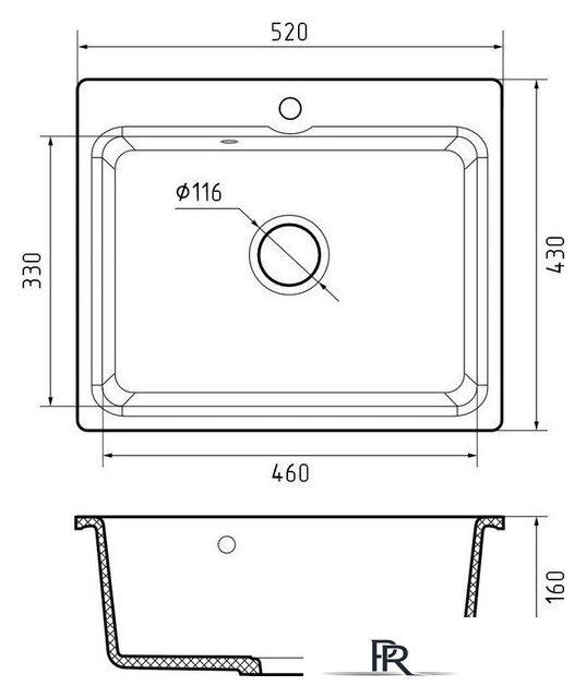 Кухонная мойка GranFest SMART 520 (черный) - Изображение №3 — Интернет-магазин ПроЗаказ