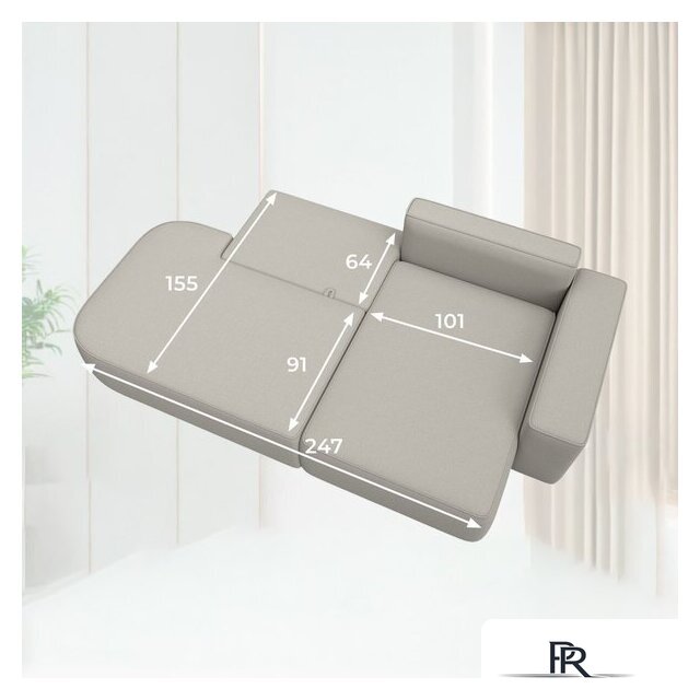 Угловой диван Лига диванов Лига-065 правый 129797 (рогожка Амур 02 бежевый) - Изображение №9 — Интернет-магазин ПроЗаказ