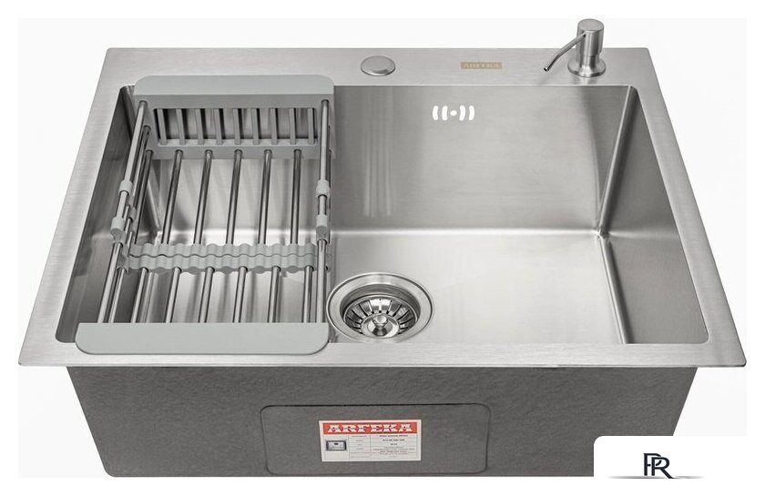 Кухонная мойка ARFEKA Eco AR 60x50 + Japeto + CL AR + DS AR (Satin, с дозатором и коландером) - Изображение №4 — Интернет-магазин ПроЗаказ