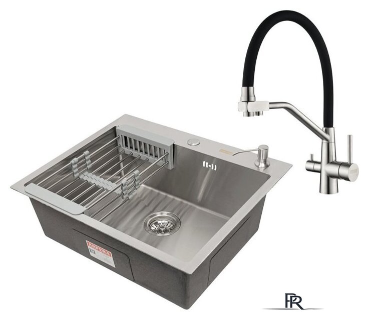 Кухонная мойка ARFEKA Eco AR 60x50 + Japeto + CL AR + DS AR (Satin, с дозатором и коландером) - Изображение №1 — Интернет-магазин ПроЗаказ