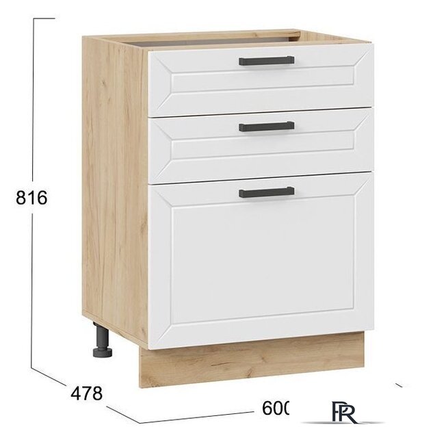 Шкаф напольный Трия Лорас 1Н6Я3 (дуб крафт золотой/холст белый) - Изображение №3 — Интернет-магазин ПроЗаказ