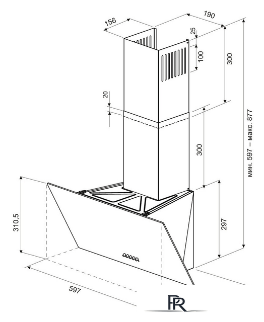 Кухонная вытяжка Krona Helga 600 PB (черный) - Изображение №7 — Интернет-магазин ПроЗаказ