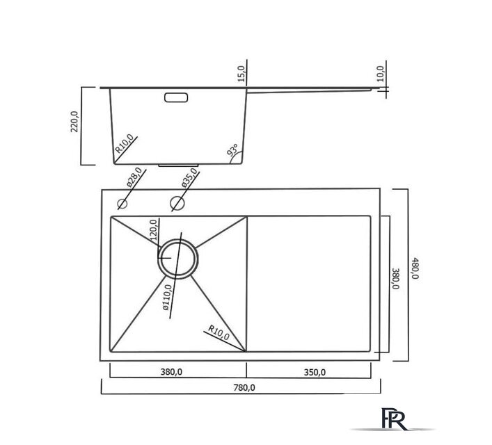 Кухонная мойка Roxen Vespa 560230-70LB PVD графит (с коландером и дозатором) - Изображение №4 — Интернет-магазин ПроЗаказ