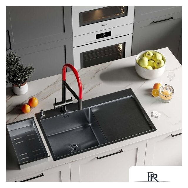 Кухонная мойка Roxen Vespa 560230-70LB PVD графит (с коландером и дозатором) - Изображение №2 — Интернет-магазин ПроЗаказ