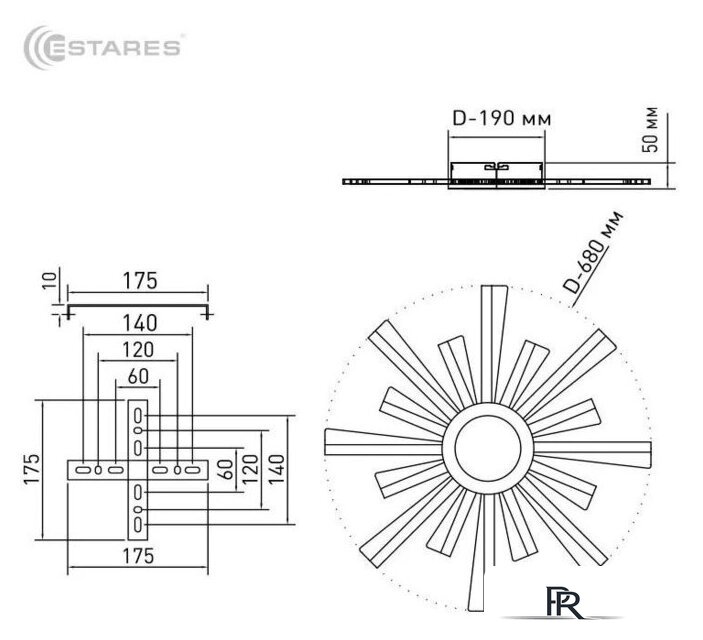 Припотолочная люстра Estares Teresa 100W R-APP-680x50-White/White-220-IP20 - Изображение №9 — Интернет-магазин ПроЗаказ