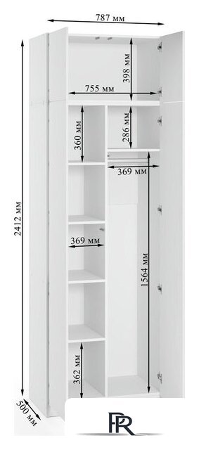 Шкаф распашной Soma Lord Lite 2-х створчатый 80x240 (белый) - Изображение №4 — Интернет-магазин ПроЗаказ